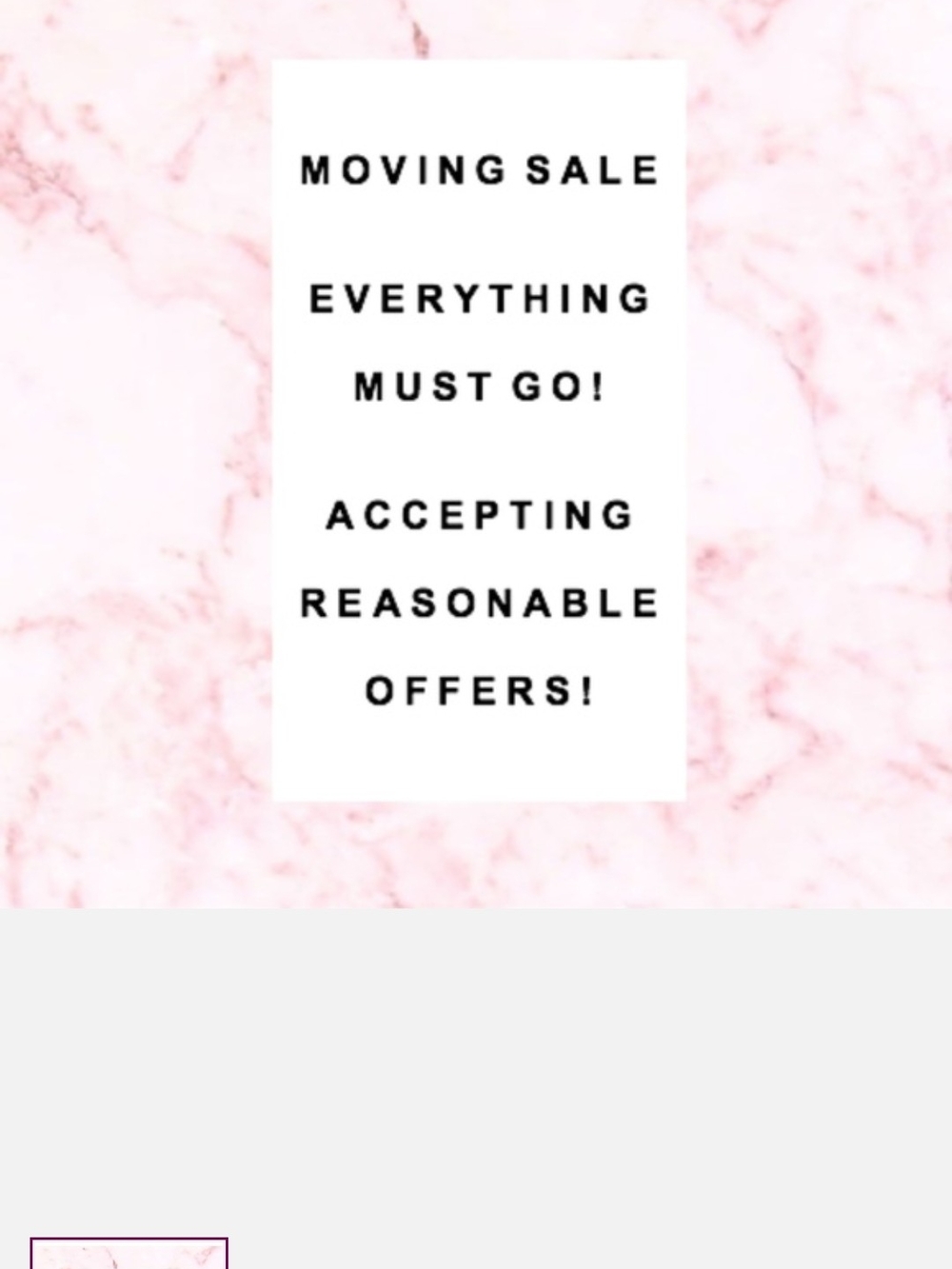 Moving Sale Sign - Pink Marble Background